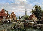 unknow artist A view of the Staal Everspijp and the Grote Kerk in summer oil painting reproduction